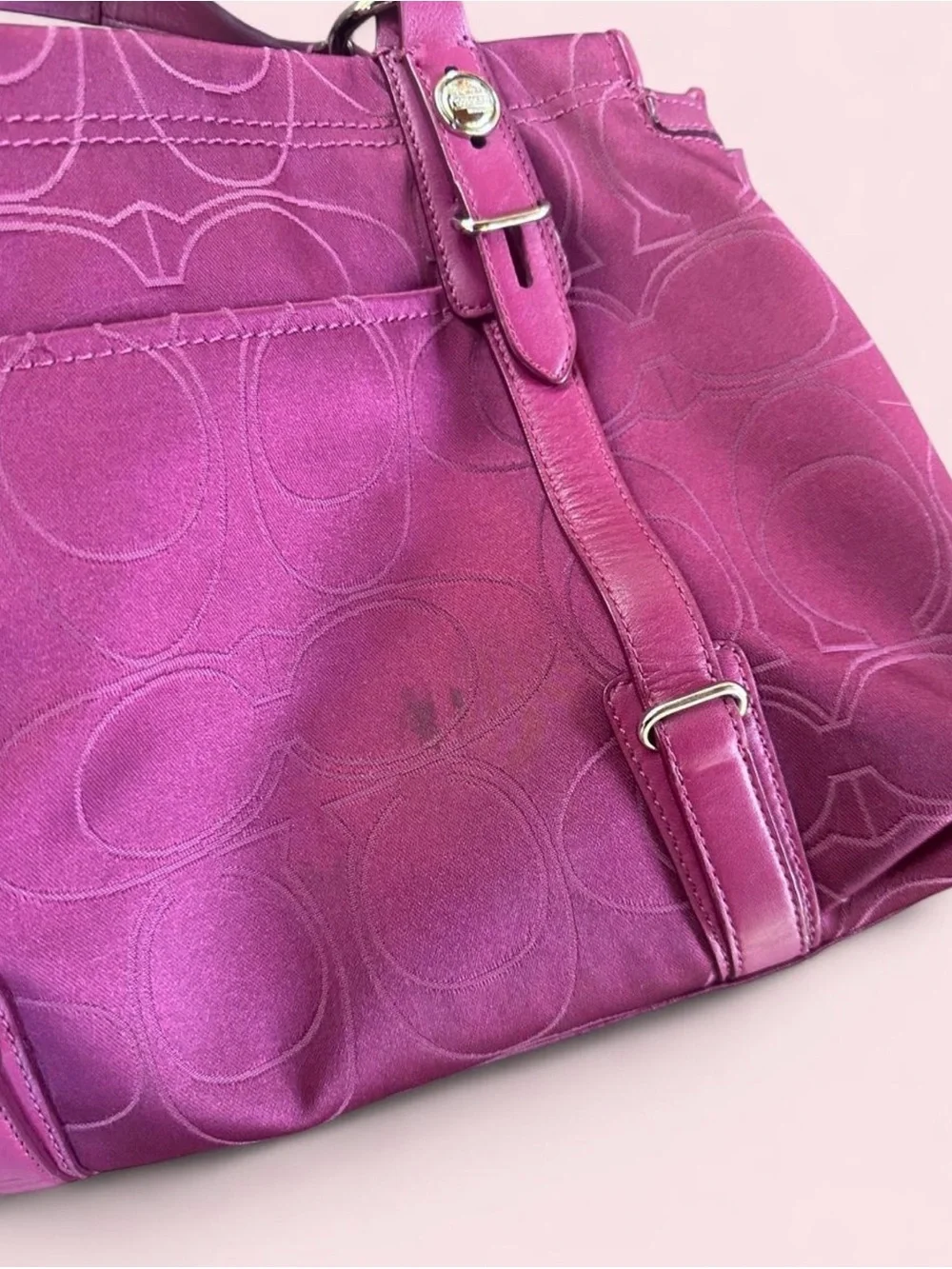 RARE Vintage Coach Mia Carryall Satin Shoulder Bag Magenta Pink Y2K ARCHIVE FIND
